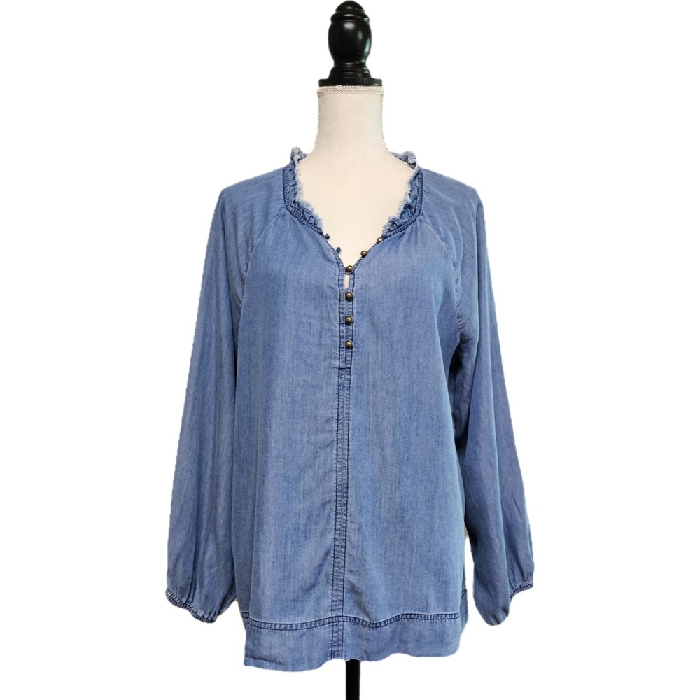 Sundance Orla Tencel Chambray Popover Top Size M Country Western